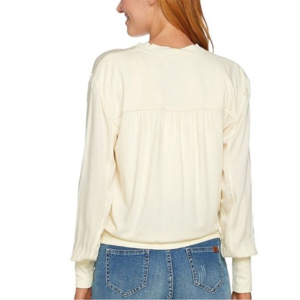 Peace Love World Zip Front Bomber Jacket Pale Banana Lightweight Small NWOT - Picture 3 of 10